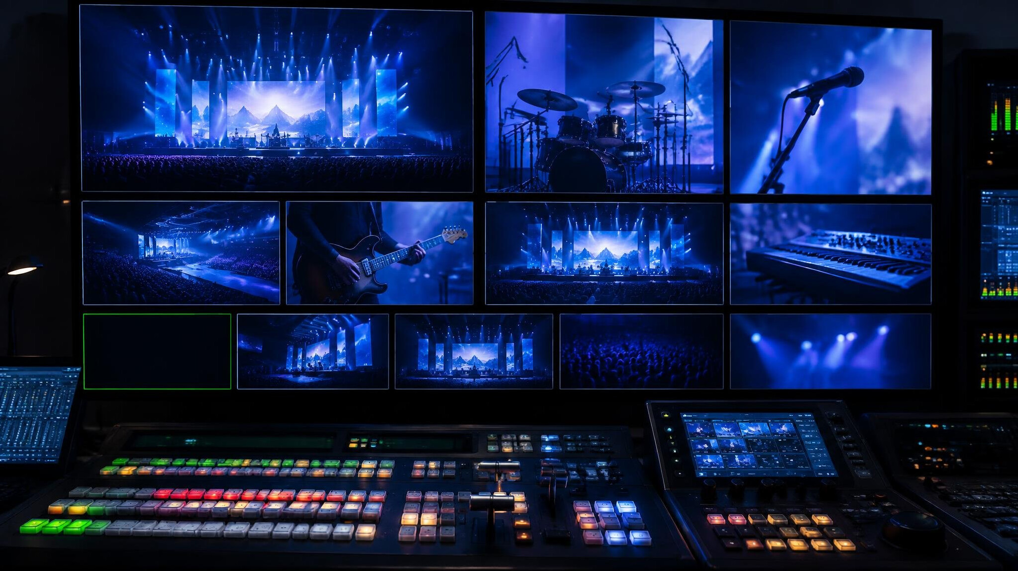 Multi-camera monitor wall in a live event control room