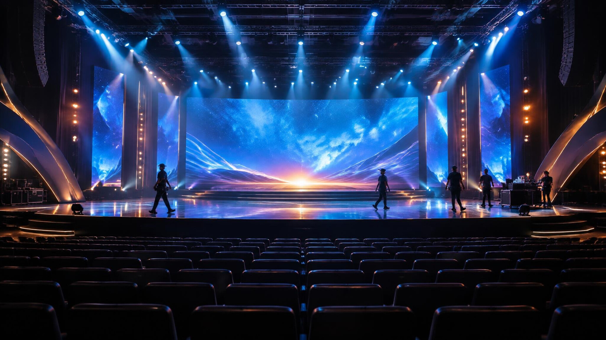 Stage with final checks before a premiere event